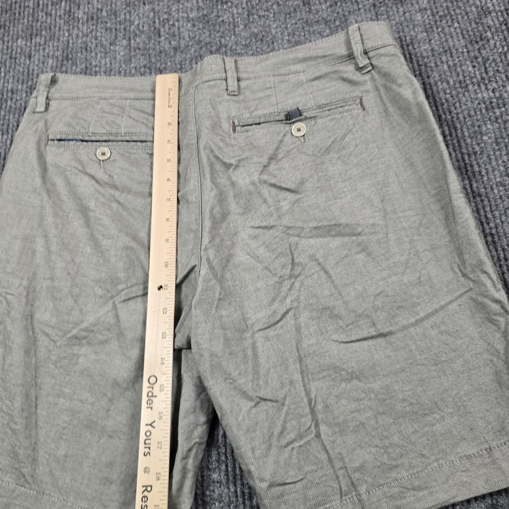 Ted Baker Shorts Mens 36 Gray Olive Stretch Chino Flat Front Casual 9" Inseam - Picture 11 of 12